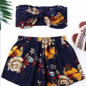 SOLD NWT summer floral shorts & bandeau set!